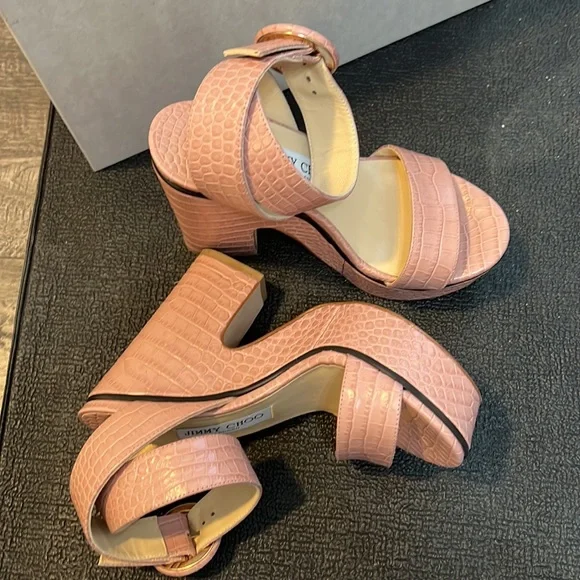 Jimmy Choo Aimee 125 pink blush wedges size 36.5/ 6.5 - Picture 5 of 9